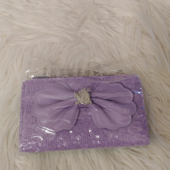 💜💚FIRM! NWT DISNEY LOUNGEFLY LITTLE MERMAID ARIEL SEQUINED MINI BACKPACK & WAL - Picture 7 of 9